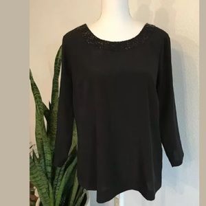 J Crew Sequined Neckline Blouse Top Size M